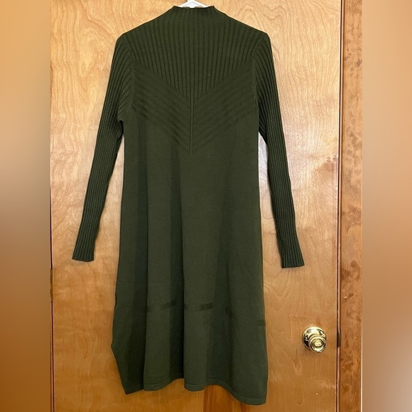 Cashmere Forest Green Ribbed Mock Neck Dress 8/10 - Picture 2 of 6